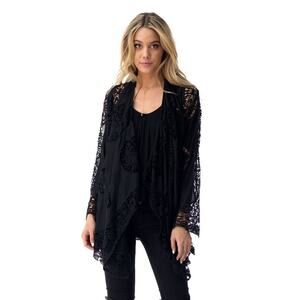 Sky XS Holu Jacket Wrap Cover Up Black Embroidered Fall Fashion